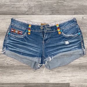 Jean shorts with beads + turquoise